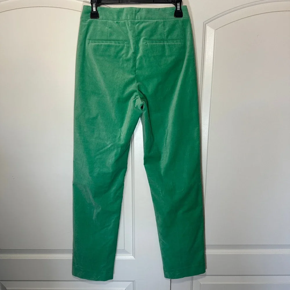NWT J. Crew Kate Straight-leg Pant in Stretch Velvet Green Bright Womens 0 - Picture 4 of 7